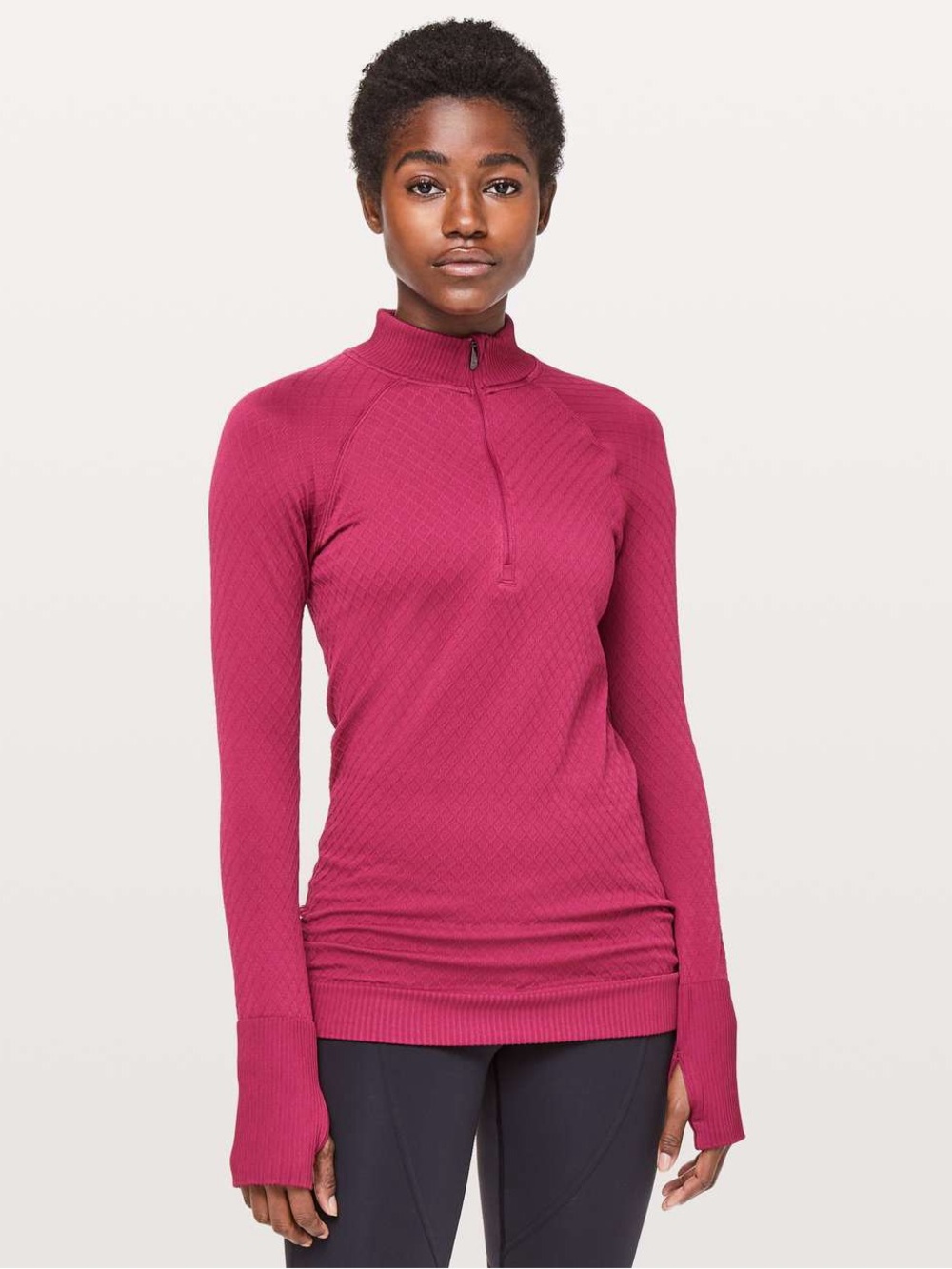 lululemon Rest Less 1/2 Zip Long-Sleeve Top in Star Ruby Size‎ 10 Womens
